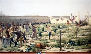 Slag bij Solferino, Lombardije, tussen de Frans-Sardijnse en Oostenrijkse legers op 24 juni 1859. Museo del Risorgimento. Milaan
