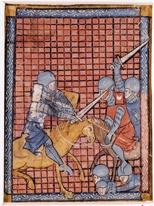Slag van ridders. Frans manuscript. Begin 14e eeuw. door Unknown artist