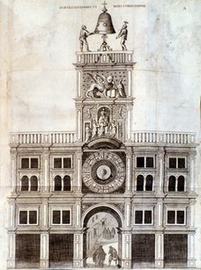 Klokkentoren van de San Marco kerk in Venetië. Pagina uit De campanis door Rocca door Unknown artist