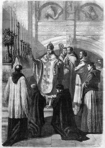 Zegening van eieren op Paaszondag in de Abdij van Solesmes (Sarthe) in 1868 door Unknown artist
