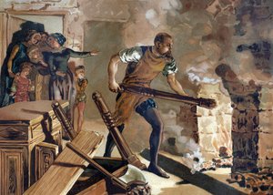 Bernard Palissy (1510-1589), keramist, Fransman die werkt aan de fusie van zijn email. door Unknown artist