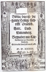 Bijbel van Luther. Frontispice door Unknown artist