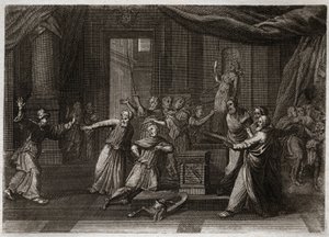 Bijbel van Royaumont, Oude Testament: Generositeit van Matathias. Matathias, vader van de Makkabeeën, doodt een Jood die aan afgoden offerde uit heilige ijver voor de wet van God. Illustratie uit 1811. door Unknown artist