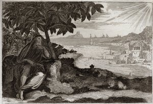 Bijbel van Royaumont, Oude Testament: Ivy desseche. God toont door een gevoelig voorbeeld aan zijn profeet Jonas hoeveel hij van mensen houdt en hoeveel pijn hij lijdt wanneer hij gedwongen is hen te straffen. Illustratie uit 1811. door Unknown artist