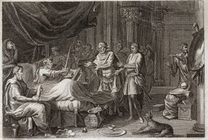 Bijbel van Royaumont, Oude Testament: Judas Makkabeüs. Judas Makkabeüs volgde zijn vader Matathias op in het bevel over het leger en steunde het Joodse volk tegen de onderdrukking van de Seleuciden. Illustratie uit 1811 door Unknown artist