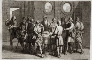 Royaumont Bijbel, Oude Testament: Het Paaslam. God beval de Joden het paaslam te eten, en voor de tiende plaag doodde hij alle eerstgeborenen. Illustratie uit 1811. door Unknown artist