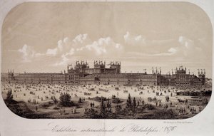 Gebouw ter herdenking van het eeuwfeest van de oprichting van de Verenigde Staten (1776-1876) op de Internationale Tentoonstelling van Philadelphia door Unknown artist