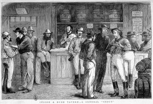 Bush taverne in Australië, circa 1880 door Unknown artist