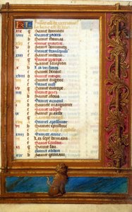 Kalender van de maand juli met het teken van de Leeuw - Miniatuur uit de Middeleeuwen: Verzoek om toestemming van de Gemeentelijke Bibliotheek van Toulouse door Unknown artist