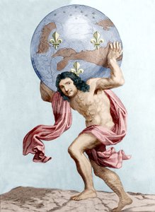 Karikatuur van Colbert als Atlas (gravure) door Unknown artist