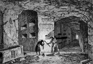 Catacomben van Rome (gravure) door Unknown artist