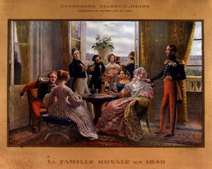 Champagne geserveerd aan de koninklijke tafel in 1840 - Reclameposter voor Delbeck champagne, eind 19e eeuw door Unknown artist