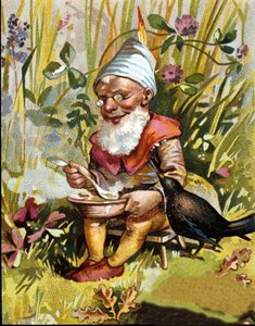 Karakter van de dwerg of farfadet eet soep door Unknown artist