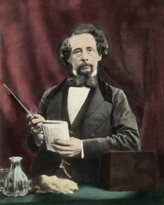Charles Dickens (1812-1870) tijdens een lezing rond 1860