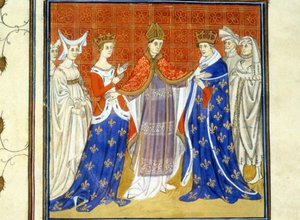 Karel IV de Schone en Blanche van Bourgondië - Miniatuur uit de Middeleeuwen door Unknown artist