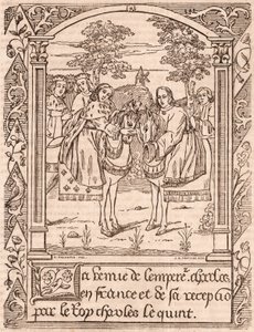 Karel de Vijfde ontvangt keizer Karel IV, Heilige Roomse keizer en koning van Bohemen door Unknown