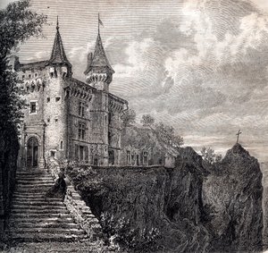 Kasteel de la Rochelambert in Saint Paulien - Haute-Loire - Auvergne-Rhône-Alpes - gravure rond 1867 door Unknown artist