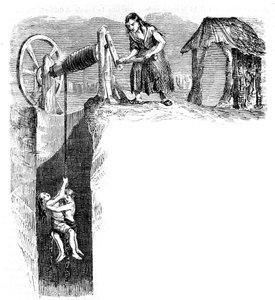 Kinderen dalen af in een kolenmijn in Engeland, circa 1840 door Unknown artist