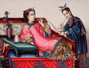 Chinese aristocraat zit opium te roken - begin 19e eeuw door Unknown artist