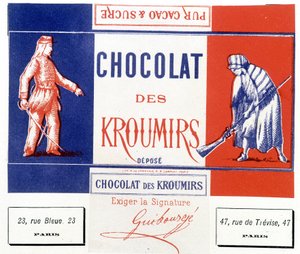 Chocolade van de Kroumirs. Reclamelabel