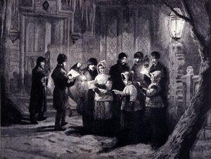 Kerstnacht in Canada: lezingen en gebeden. Gravure uit de 19e eeuw door Unknown artist