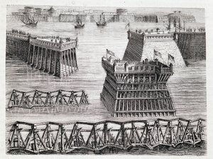 Kasteel van Argencourt en ingang van de dam van La Rochelle (beleg van La Rochelle)