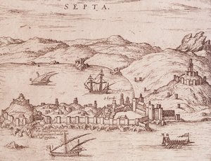 Stad Ceuta in het begin van de 17e eeuw, gravure, Marokko door Unknown artist