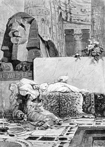 Cleopatra (69 v.Chr. - 30 v.Chr.) en Antonius of Marcus Antonius (83 v.Chr. - 30 v.Chr.) na de nederlaag tegen het Romeinse Rijk. Gravure uit de 19e eeuw. door Unknown artist