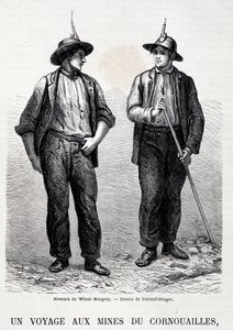 Kolenmijnen in Engeland: 2 mijnwerkers van Wheal Margery, 