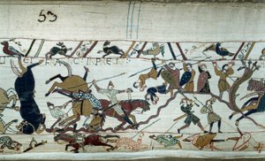 Verovering van Engeland door de hertog van Normandië Willem de Veroveraar (1027-1087) in 1066: De slag bij Hastings (detail) door Unknown artist