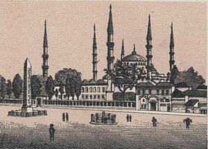 Istanbul, Turkije: uitzicht op de Sultan Ahmet-moskee door Unknown artist