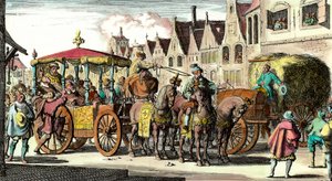 Dood van Hendrik IV: Moord op Hendrik IV (1553 - 1610) op 14 mei 1610 door François Ravaillac (1578 - 1610). Gravure uit de 17e eeuw. Privécollectie. door Unknown artist