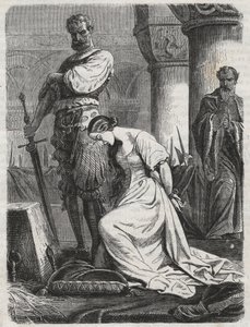 Dood van Katherine Howard, vrouw van Hendrik VIII - gravure 1864 door Unknown artist