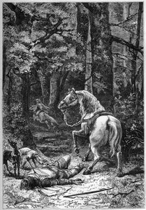 Dood van Rufus, Willem de Rode (Koning Willem II) gedood door een pijl tijdens de jacht in het New Forest door Unknown artist