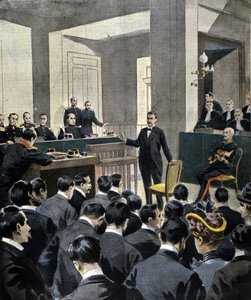 Dreyfus-affaire: getuigenis van luitenant-kolonel Georges Picquart tijdens het proces van schrijver Emile Zola (februari 1898) door Unknown artist