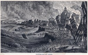 Aardbeving van Lissabon in Portugal op 1 november 1755 door Unknown artist