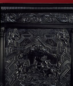 Ebbenhouten praktijk. Horatius Cocles, Romeins held, verdedigt de Subliciusbrug in Rome tegen de aanval van de Etrusken van Porsenna in 507 v.Chr. (detail)