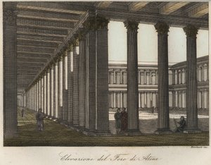 Verhoging van het forum in Athene - gravure uit Usi e Costumi di Tutti i Popoli dell