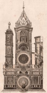 Elevatieaanzicht van de astronomische klok in de Kathedraal van Onze-Lieve-Vrouw van Straatsburg, Frankrijk door Unknown