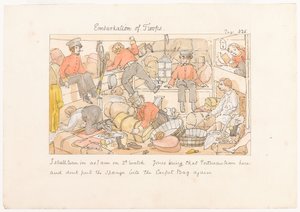 Inscheping van troepen, uit Scenes of life in an Infantry Regiment