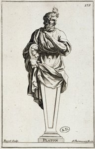 Gravure van een standbeeld van Plato door Unknown artist
