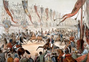 Intocht van Victoria Koningin van Engeland in Parijs in aanwezigheid van Napoleon III op 18 augustus