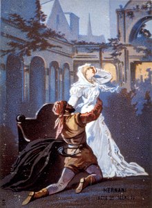 Ernani van Giuseppe Verdi Act II, Scene IV. chromolithografie 19e eeuw.