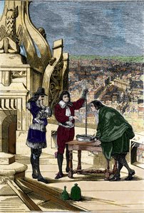 Ervaring van Blaise Pascal met een kwikbarometer bovenop de Tour Saint Jacques la Boucherie in Parijs door Unknown artist
