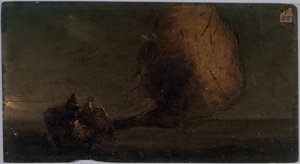 Vallende luchtpost, ca. 1860 (olieverf op hout) door Unknown artist