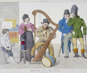 Familie van reizende muzikanten in de 19e eeuw door Unknown artist