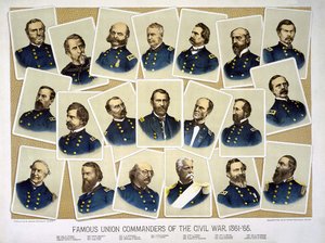 Beroemde uniecommandanten van de burgeroorlog 1861 - 65. Gravure ca. 1884. door Unknown artist