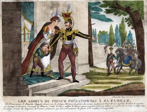 Afscheid van Prins Joseph (Jozef) Antoni Poniatowski (1763-1813) van zijn familie, gravure van de tijd