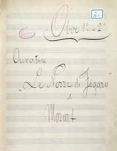 Eerste pagina van bladmuziek voor hobo van Le nozze di Figaro, opera door Mozart (19e eeuw) door Unknown artist