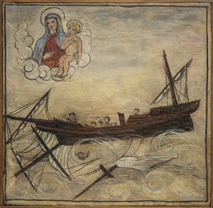 Oud ex voto zeeman, populaire offer als een teken van toewijding en dankbaarheid van de zeeman die de gevaren van de zee heeft overleefd, afkomstig uit de Kerk van Carmine, Torre del Greco, nabij Napels door Unknown artist
